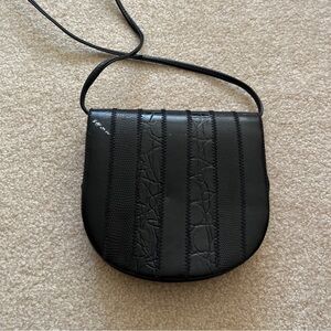 Black Snake Embossed Crossbody Bag, Structured, Minimal, Mini, Small Purse
